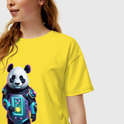 Футболка оверсайз женская Крутой кибер панда, цвет: желтый — фото 2