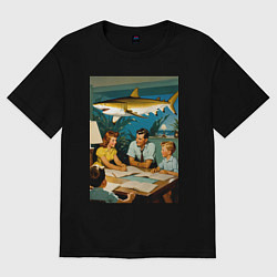 Футболка оверсайз женская Семейный вечер, цвет: черный