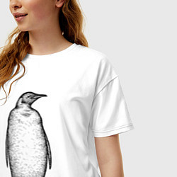 Футболка оверсайз женская Пингвин стоит, цвет: белый — фото 2