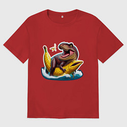 Футболка оверсайз женская Членозавр Рекс, цвет: красный