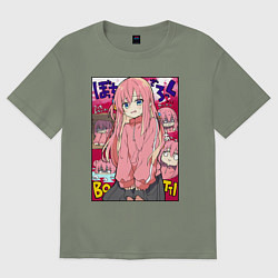 Футболка оверсайз женская Неуверенная Хитори - Bocchi the Rock, цвет: авокадо