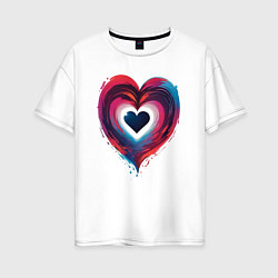 Футболка оверсайз женская Яркое сердце, цвет: белый