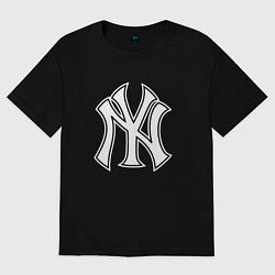 Футболка оверсайз женская New York yankees - baseball logo, цвет: черный