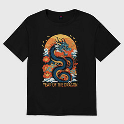 Футболка оверсайз женская Year of the dragon quote, цвет: черный