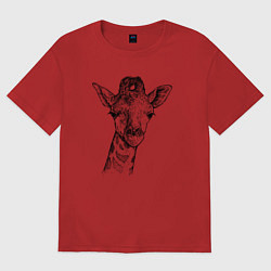 Футболка оверсайз женская Жирафёнок, цвет: красный