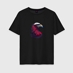 Футболка оверсайз женская Красочный орел, цвет: черный