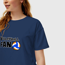 Футболка оверсайз женская Фанат волейбола, цвет: тёмно-синий — фото 2