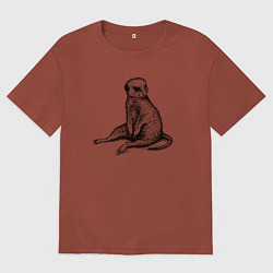 Футболка оверсайз женская Сурикат сидит, цвет: кирпичный
