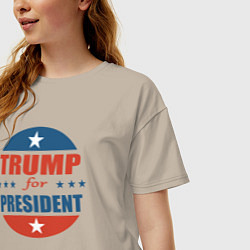 Футболка оверсайз женская Трампа в президенты, цвет: миндальный — фото 2