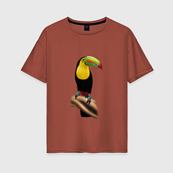 Футболка оверсайз женская Птица тукан, цвет: кирпичный