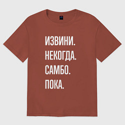 Футболка оверсайз женская Извини, некогда: самбо, пока, цвет: кирпичный