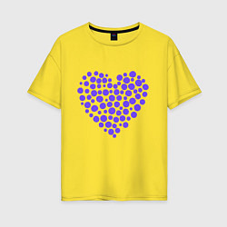 Футболка оверсайз женская Фиолетовое сердце из круглешков, цвет: желтый
