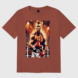 Футболка оверсайз женская Майк Тайсон вышел на ринг, цвет: кирпичный