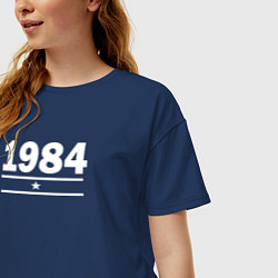 Футболка оверсайз женская 1984 с белой звездой, цвет: тёмно-синий — фото 2