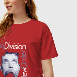 Футболка оверсайз женская Joy Division - Ian Curtis, цвет: красный — фото 2