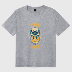 Футболка оверсайз женская Улыбка черепа-skull smile, цвет: меланж