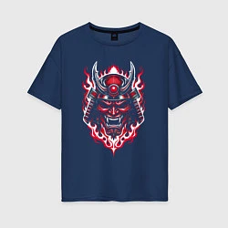 Футболка оверсайз женская Samurai mask demon, цвет: тёмно-синий