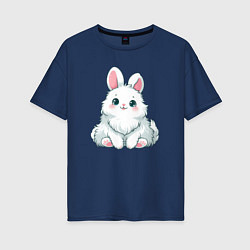 Футболка оверсайз женская Пушистый аниме кролик, цвет: тёмно-синий