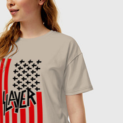 Футболка оверсайз женская Slayer Flag, цвет: миндальный — фото 2