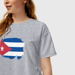 Футболка оверсайз женская Флаг Кубы, цвет: меланж — фото 2