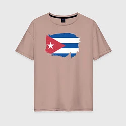 Футболка оверсайз женская Флаг Кубы, цвет: пыльно-розовый