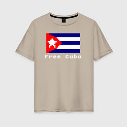 Футболка оверсайз женская Free Cuba, цвет: миндальный