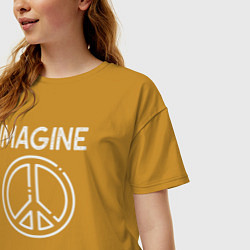 Футболка оверсайз женская Imagine peace, цвет: горчичный — фото 2