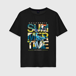 Футболка оверсайз женская California summertime, цвет: черный