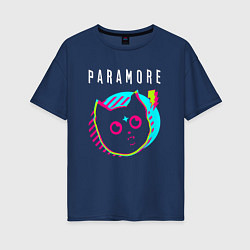 Футболка оверсайз женская Paramore rock star cat, цвет: тёмно-синий