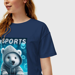 Футболка оверсайз женская Белый медвежонок - киберспорт, цвет: тёмно-синий — фото 2