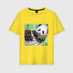 Футболка оверсайз женская Панда медвед, цвет: желтый