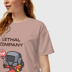 Футболка оверсайз женская Lethal company: Stop Please, цвет: пыльно-розовый — фото 2