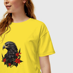 Футболка оверсайз женская Орел и пуансеттия, цвет: желтый — фото 2