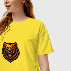Футболка оверсайз женская Векторный медведь, цвет: желтый — фото 2