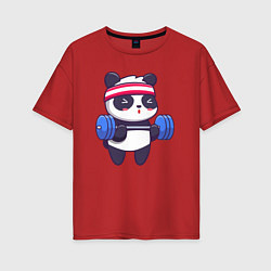 Футболка оверсайз женская Панда в качалке, цвет: красный