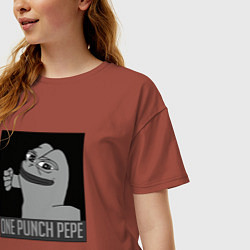 Футболка оверсайз женская One punch pepe, цвет: кирпичный — фото 2