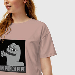 Футболка оверсайз женская One punch pepe, цвет: пыльно-розовый — фото 2