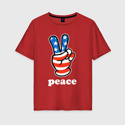 Футболка оверсайз женская USA peace, цвет: красный