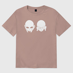 Футболка оверсайз женская Белый пришелец, цвет: пыльно-розовый