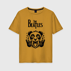 Футболка оверсайз женская The Beatles - rock panda, цвет: горчичный