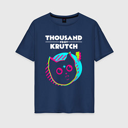 Футболка оверсайз женская Thousand Foot Krutch rock star cat, цвет: тёмно-синий