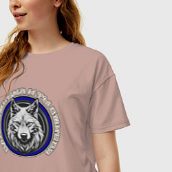 Футболка оверсайз женская Мемный волк-одна ошибка и ты ошибся, цвет: пыльно-розовый — фото 2