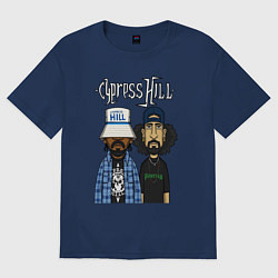 Футболка оверсайз женская Cypress hill - B Real and Sen Dog, цвет: тёмно-синий