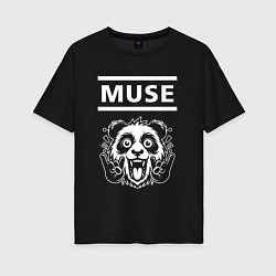 Футболка оверсайз женская Muse rock panda, цвет: черный