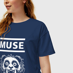 Футболка оверсайз женская Muse rock panda, цвет: тёмно-синий — фото 2