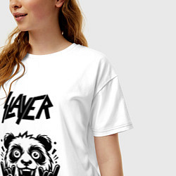 Футболка оверсайз женская Slayer - rock panda, цвет: белый — фото 2