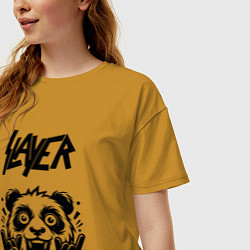Футболка оверсайз женская Slayer - rock panda, цвет: горчичный — фото 2