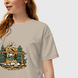 Футболка оверсайз женская Черепа и костер, цвет: миндальный — фото 2