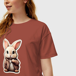 Футболка оверсайз женская Маленький пушистый кролик, цвет: кирпичный — фото 2