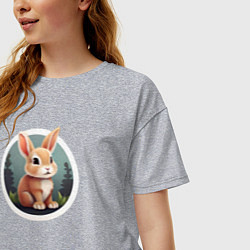 Футболка оверсайз женская Маленький пушистый кролик, цвет: меланж — фото 2